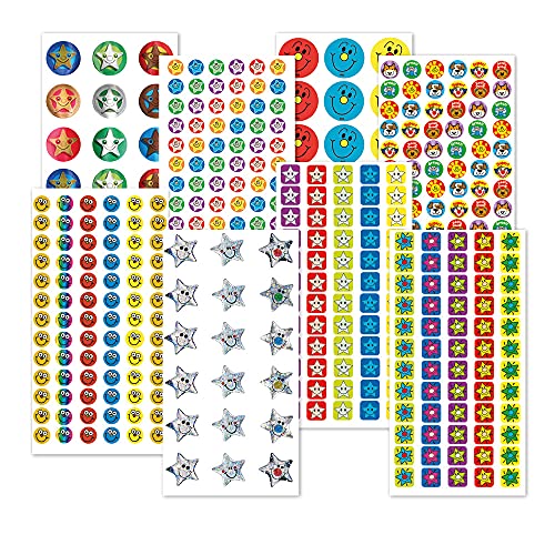 Sticker Solutions Aufkleber zur Belohnung, Sterne und Smiles (1332er Pack) von SuperStickers