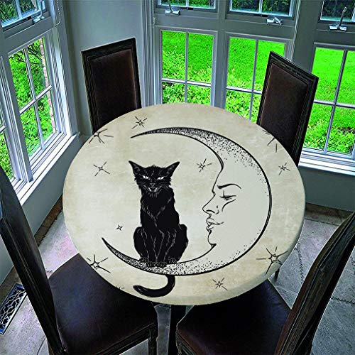 Sticker Superb. 3D Tier Hund Hirsch Faultier Delfin Katze Runden Tischdecke Abwaschbar Wasserabweisende, rutschfest Abwischbare Öl-Beweis Mehltau-Beweis Tischdecke (Beige,130CM) von Sticker Superb.