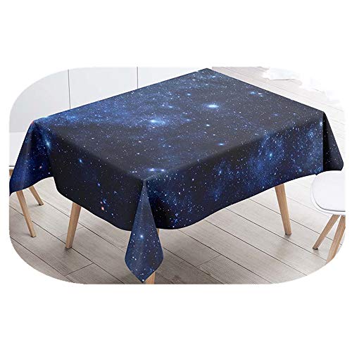 Sticker Superb. Blau Schwarz Galaxis Star Tischdecken Wasserabweisend, 3D Geheimnis Kosmos Weltraum Tischdecken Abwaschbar Rechteckig Dekorativ Polyester (Mehrfarbig 1, 140x180cm) von Sticker Superb.