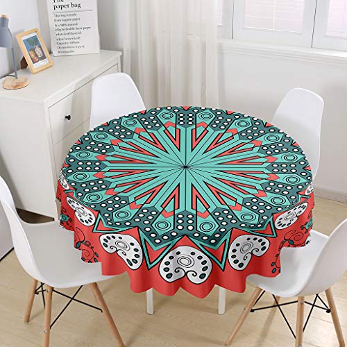 Tischdecke Rund Polyester , 3D Böhmen Ozean Tier Delfin Einhorn Löwe Hund Tischdecke Pflegeleicht Fleckschutz Abwaschbar Outdoor Garten Deko Farbe & Größe Wählbar (Grün, 120x120cm) von Sticker Superb