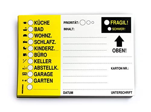 Profi Umzugsetiketten - große Vinyl Aufkleber zum beschriften von Umzugskartons & Möbeln! von Sticker Ticker