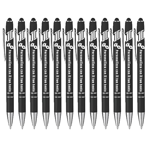 StickerLab Kugelschreiber Touch aus Aluminium, hergestellt in Italien, UV-Digitaldruck des Logos und personalisierter Text (Schwarz) von StickerLab