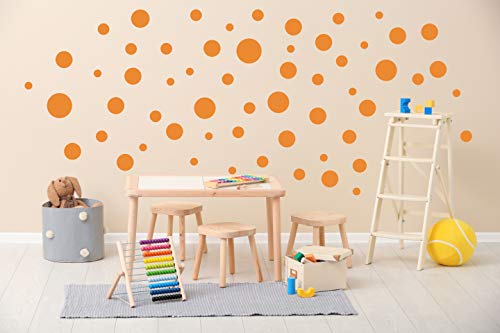 Konfetti Wandtattoo kreise Vinyl Wandsticker Set - 42 Stück pro Set - Wandaufkleber Runde Punkte (Kreise 42er Set, Orange) von StickerMarket