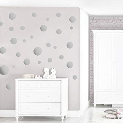 Konfetti Wandtattoo kreise Vinyl Wandsticker Set - 42 Stück pro Set - Wandaufkleber Runde Punkte (Kreise 42er Set, Silber) von StickerMarket