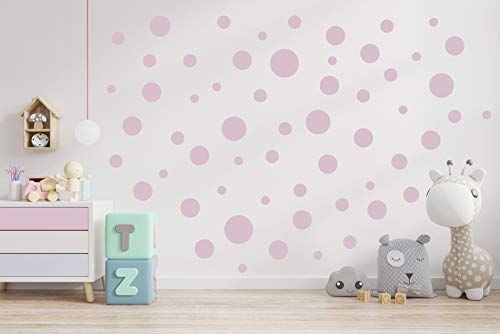 Konfetti Wandtattoo kreise Vinyl Wandsticker Set - 84 Stück pro Set - Wandaufkleber Runde Punkte (Kreise 84er Set, Pastellrosa) von StickerMarket