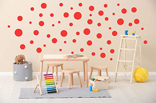 Konfetti Wandtattoo kreise Vinyl Wandsticker Set - 84 Stück pro Set - Wandaufkleber Runde Punkte (Kreise 84er Set, Rot) von StickerMarket