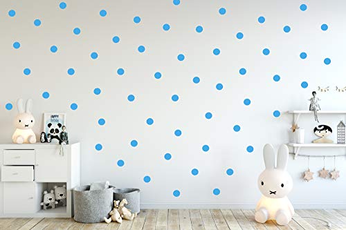 Punkte Set 70er an der Wand Wandtattoo Polka Dots Tupfen Babyzimmer Wandsticker Vinyl DIY Wandaufkleber (Lichtblau) von StickerMarket