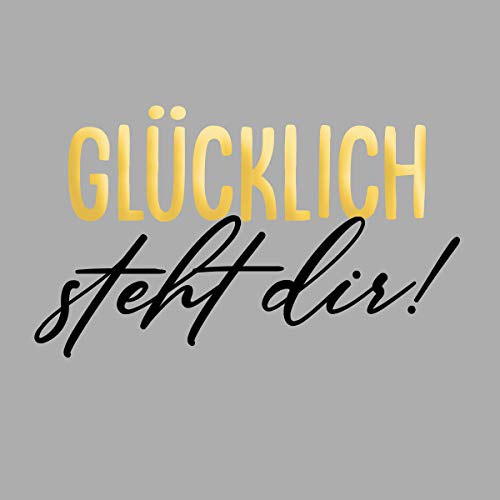 Wandtattoo - Glücklich steht dir - Wandaufkleber Wandsticker Spruch Deko an der Wand (20cm(H) x 30cm(B), Gold-Schwarz) von StickerMarket