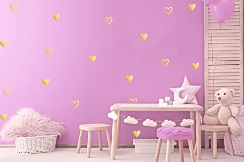 Wandtattoo Herz zum Kleben an der Wand Herzen Babyzimmer Kinderzimmer Wandaufkleber Heart (40er Set Herzen, Gold) von StickerMarket