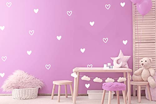 Wandtattoo Herz zum Kleben an der Wand Herzen Babyzimmer Kinderzimmer Wandaufkleber Heart (40er Set Herzen, Weiss) von StickerMarket