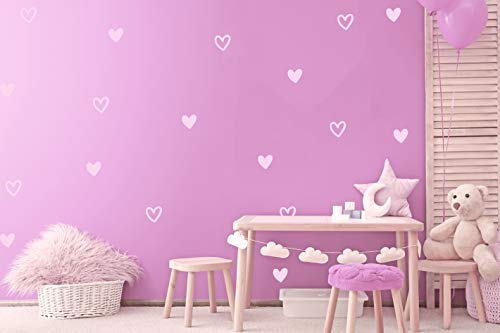 Wandtattoo Herz zum Kleben an der Wand Herzen Babyzimmer Kinderzimmer Wandaufkleber Heart (80er Set Herzen, Pastell-Rosa) von StickerMarket