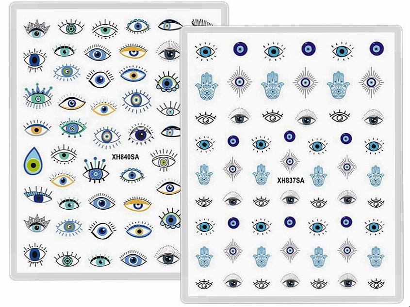 Evil Eye Nail Art Decals Hamsa Hand Symbol Nagel Sticker Der Fatima Selbstklebende Nägel Wgsa von StickerRay