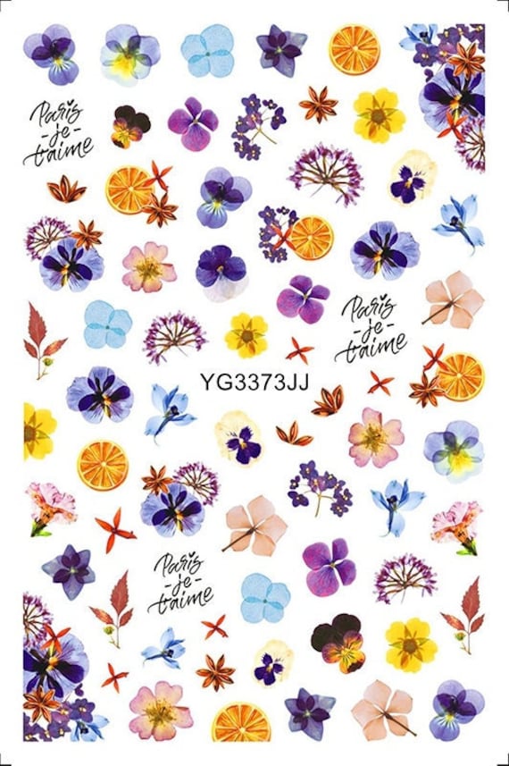 Lila Blumen Nail Art Sticker Decals Floral Schmetterling Gänseblümchen Blume Vögel Rose Selbstklebend Xfjj von StickerRay