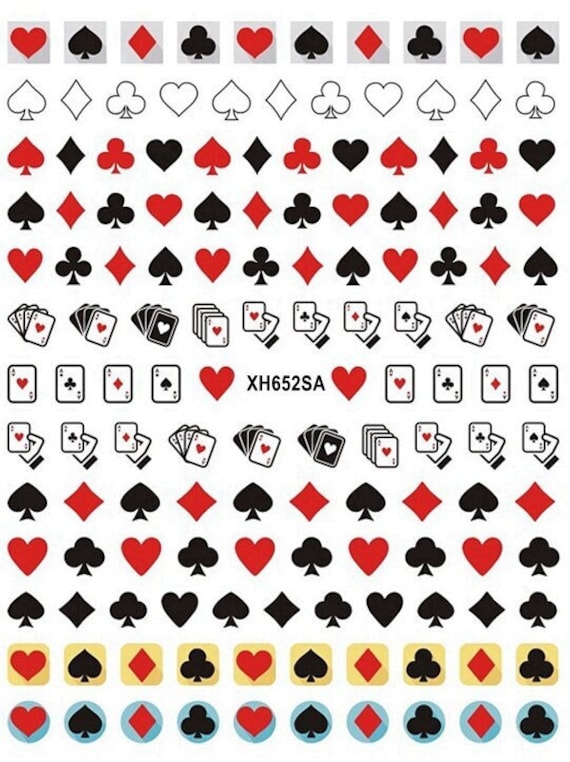 Poker Card Aces Nail Art Sickers Decals Game Jokers Clubs Hearts Diamonds Selbstklebende Sticker Wgsa von StickerRay