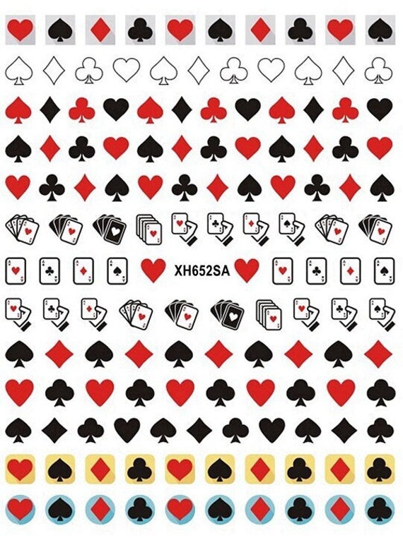 Poker Karte Aces Nail Art Sickers Abziehbild Spiel Jokers Clubs Herzen Diamanten Selbstklebende Sticker Wgsa von StickerRay