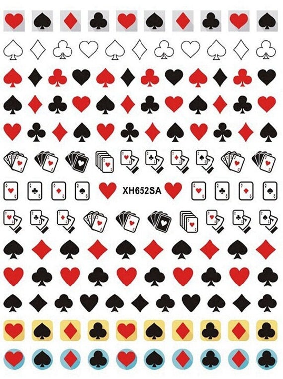 Poker Card Aces Nail Art Sickers Decals Game Jokers Clubs Hearts Diamonds Selbstklebende Sticker Wgsa von StickerRay