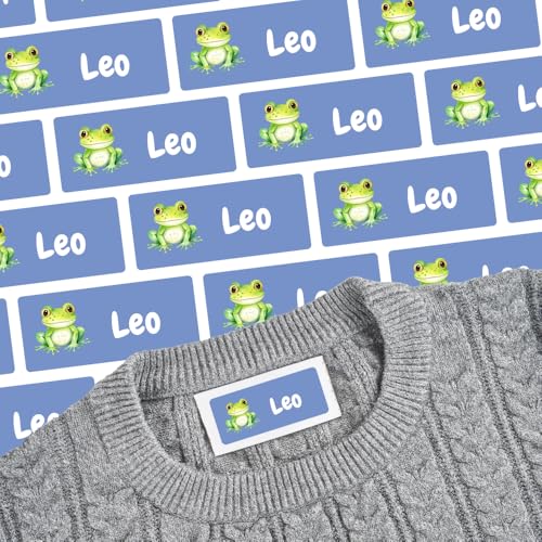 Etiketten mit Frosch-Motiv für Shirts & Co (81 Sticker) – Namensetiketten für deinen Rucksack oder Textilien – Geeignet für die Waschmaschine, Spülmaschine, Geschirrspüler – 30 x 13 mm von Stickeria
