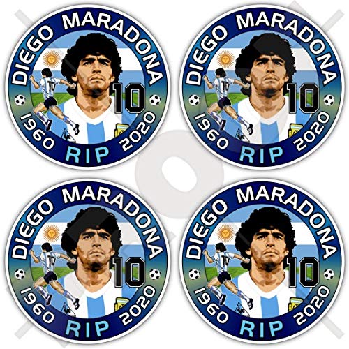Vinyl-Aufkleber, Motiv: Diego Maradona RIP, 50 mm, 4 Stück von StickersWorld