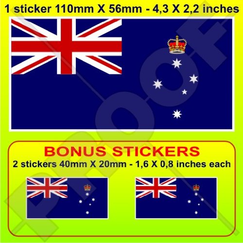 Vinyl-Aufkleber mit viktorianischer Staatsflagge, Australien, 110 mm, 1 Stück + 2 Bonus von StickersWorld