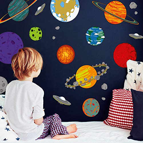 Cartoon Planet Wandaufkleber | Weltraum Wandaufkleber | Perfekt für eine Schaffung eines Raum-Themenraums von Stickerscape