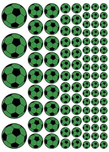 100 Aufkleber, Fußball, Sticker, 15-50 mm, grün/schwarz, aus PVC, Folie, bedruckt, selbstklebend, EM, WM, Bundesliga von Stickershop Fußball Aufkleber