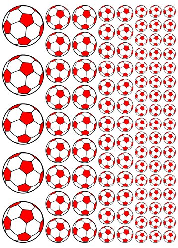 100 Aufkleber, Fußball, Sticker, 15-50 mm, weiß/rot, aus PVC, Folie, bedruckt, selbstklebend, EM, WM, Bundesliga von Stickershop Fußball Aufkleber