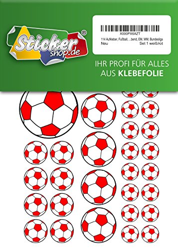 114 Aufkleber, Fußball, Sticker, 15-50 mm, weiß/rot, aus PVC, Folie, bedruckt, selbstklebend, EM, WM, Bundesliga 114 Aufkleber, Fußball, Sticker, 15-50 mm, weiß/rot, aus PVC, Folie, bedruckt, selbstklebend, EM, WM, Bundesliga von Stickershop Fußball Aufkleber