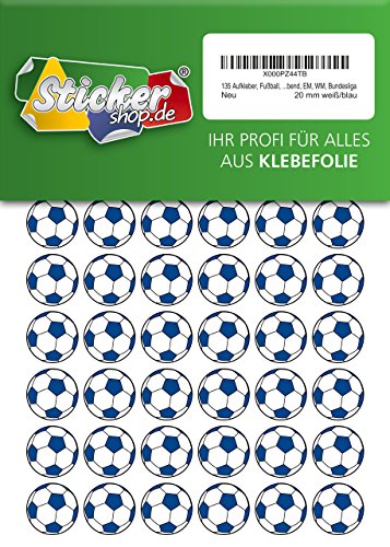 135 Aufkleber, Fußball, Sticker, 20 mm, weiß/blau, aus PVC, Folie, bedruckt, selbstklebend, EM, WM, Bundesliga 135 Aufkleber, Fußball, Sticker, 20 mm, weiß/blau, aus PVC, Folie, bedruckt, selbstklebend, EM, WM, Bundesliga von Stickershop Fußball Aufkleber