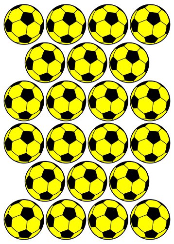 22 Aufkleber, Fußball, Sticker, 50 mm, gelb/schwarz, aus PVC, Folie, bedruckt, selbstklebend, EM, WM, Bundesliga von Stickershop Fußball Aufkleber