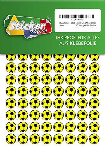 252 Aufkleber, Fußball, Sticker, 15 mm, gelb/schwarz, aus PVC, Folie, bedruckt, selbstklebend, EM, WM, Bundesliga 252 Aufkleber, Fußball, Sticker, 15 mm, gelb/schwarz, aus PVC, Folie, bedruckt, selbstklebend, EM, WM, Bundesliga von Stickershop Fußball Aufkleber