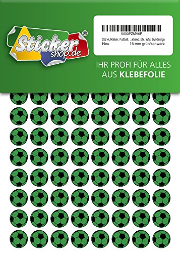 252 Aufkleber, Fußball, Sticker, 15 mm, grün/schwarz, aus PVC, Folie, bedruckt, selbstklebend, EM, WM, Bundesliga 252 Aufkleber, Fußball, Sticker, 15 mm, grün/schwarz, aus PVC, Folie, bedruckt, selbstklebend, EM, WM, Bundesliga von Stickershop Fußball Aufkleber