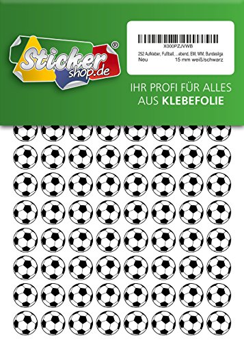 252 Aufkleber, Fußball, Sticker, 15 mm, weiß/schwarz, aus PVC, Folie, bedruckt, selbstklebend, EM, WM, Bundesliga 252 Aufkleber, Fußball, Sticker, 15 mm, weiß/schwarz, aus PVC, Folie, bedruckt, selbstklebend, EM, WM, Bundesliga von Stickershop Fußball Aufkleber
