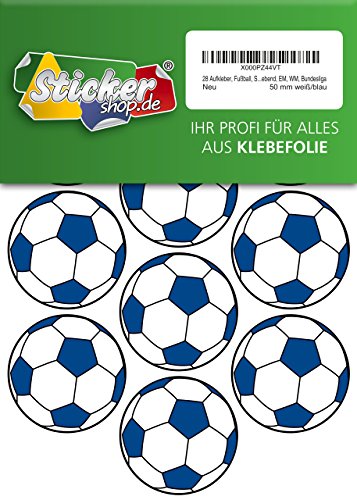 28 Aufkleber, Fußball, Sticker, 50 mm, weiß/blau, aus PVC, Folie, bedruckt, selbstklebend, EM, WM, Bundesliga 28 Aufkleber, Fußball, Sticker, 50 mm, weiß/blau, aus PVC, Folie, bedruckt, selbstklebend, EM, WM, Bundesliga von Stickershop Fußball Aufkleber