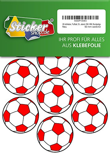 28 Aufkleber, Fußball, Sticker, 50 mm, weiß/rot, aus PVC, Folie, bedruckt, selbstklebend, EM, WM, Bundesliga 28 Aufkleber, Fußball, Sticker, 50 mm, weiß/rot, aus PVC, Folie, bedruckt, selbstklebend, EM, WM, Bundesliga von Stickershop Fußball Aufkleber