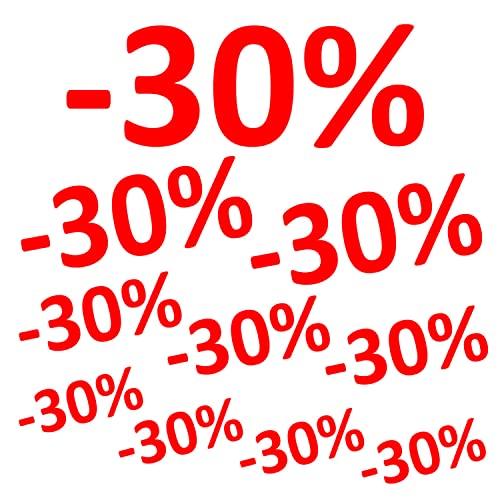 Aufkleber -30% 10er Set Prozent Sale Rabatt Reduziert Schaufenster Preisschild Ausverkauf Rot von Stickerworld24