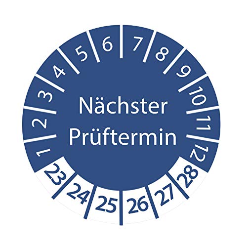 Prüfplakette nächster Prüftermin 2023-2028 ca. Ø 2-3 cm Blau Größe 100 Stück, Farbe Ø 3 cm von Stickerworld24