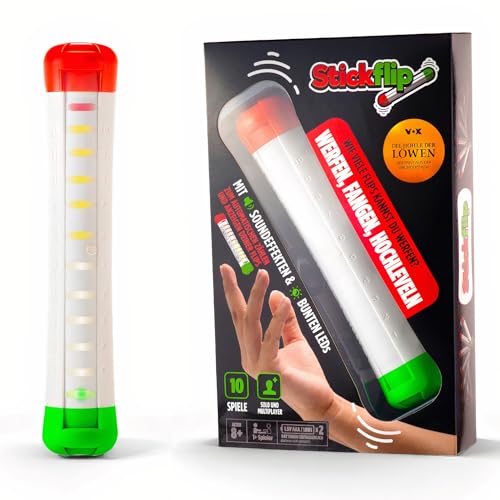 Stickflip - Werfen, Fangen, Hochleveln | 10 Spiele mit LEDs und Sound, Solo und Multiplayer, elektronisches Spiel für die ganze Familie - ChuckaRubba - Stick Flip Höhle der Löwen Stickflip - Werfen, Fangen, Hochleveln | 10 Spiele mit LEDs und Sound, Solo und Multiplayer, elektronisches Spiel für die ganze Familie - ChuckaRubba - Stick Flip Höhle der Löwen von Stickflip