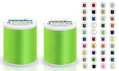 2x Madeira Polyneon 40 | SET | 1000 m Spule | Doppelpack | Stickgarn | Maschinenstickgarn… (1850 Neon lime (Neon Limone)) von Stickling
