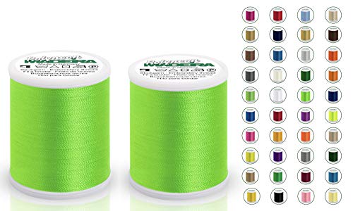 2x Madeira Polyneon 40 | SET | 1000 m Spule | Doppelpack | Stickgarn | Maschinenstickgarn… (1850 Neon lime (Neon Limone)) von Stickling