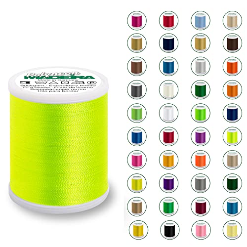 Madeira Polyneon 40 Original | 1.000 m Spule | Stickgarn für Stickmaschine | Maschinenstickgarn | Garn zum Sticken | Stickset (1823 Neon Yellow) von Stickling