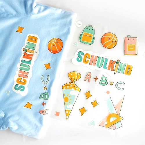 Bügelbilder Schulkind Set für Textilien, DIN A4 zum Aufbügeln | Dekoration von T-Shirts, Hoodies, Jeans, Schultüten | Patches für Kinder, Jungs, Mädchen Bügelbilder Schulkind Set für Textilien, DIN A4 zum Aufbügeln | Dekoration von T-Shirts, Hoodies, Jeans, Schultüten | Patches für Kinder, Jungs, Mädchen von Stickly