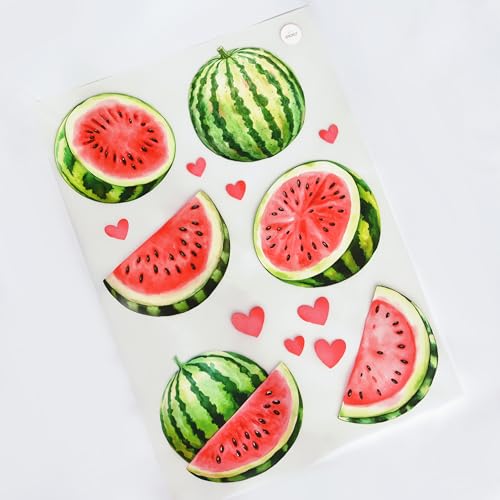 Bügelbilder Wassermelonen Set für Textilien, DIN A4 zum Aufbügeln | Dekoration Stoffreparatur von T-Shirts, Hoodies, Jeans | Patches für Kinder, Erwachsene, Familie von Stickly