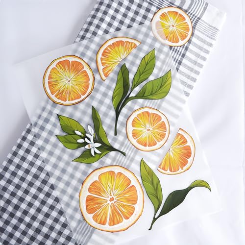 Stickly Bügelbilder Orangen Set, DIN A4 mit Bügelvlies zum Bügeln Dekoration Kleidungsreparatur von T-Shirts, Hoodies, Jeans für Kinder, Erwachsene von Stickly