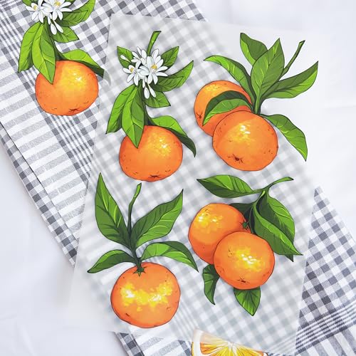 Stickly Bügelbilder Orangen Set, DIN A4 mit Bügelvlies zum Bügeln Dekoration Kleidungsreparatur von T-Shirts, Hoodies, Jeans für Kinder, Erwachsene von Stickly