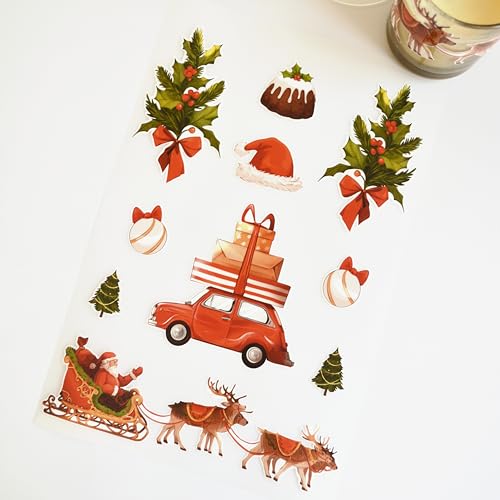 Stickly Bügelbilder Weihnachten Set, DIN A4 für Textilien mit Bügelvlies zum Bügeln Dekoration Kleidungsreparatur von T-Shirts, Hoodies, Jeans für Kinder, Erwachsene, Familie (1xA4) von Stickly