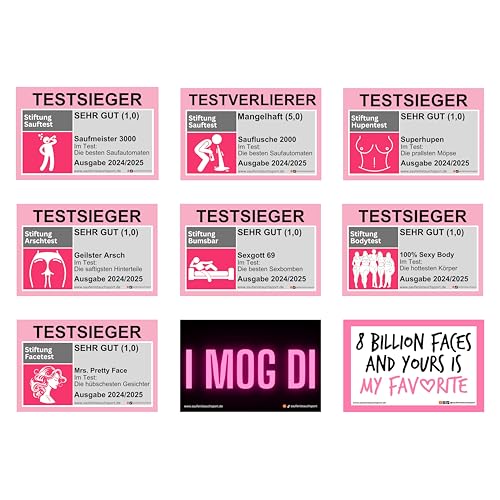 StickyMemes030 Pink Version Testsieger Malle Sticker Set (100x 5,5 x 8,5 cm, Vinyl, Kitschig, Sticker, Party, Pink) StickyMemes030 Pink Version Testsieger Malle Sticker Set (100x 5,5 x 8,5 cm, Vinyl, Kitschig, Sticker, Party, Pink) von StickyMemes030