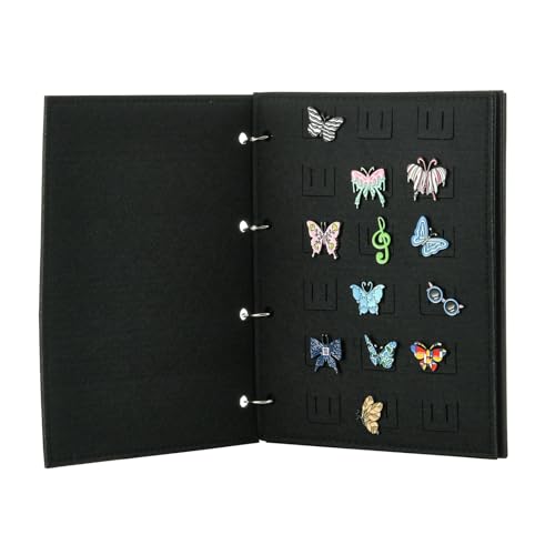Stiesy 1 x Filz-Schmuck-Organizer-Buch mit Eisenring, Brosche, Sammelbrett, erweiterbares Aufbewahrungsbuch für Abzeichen, Flicken, DIY, Handwerk, Reisezubehör, Halter von Stiesy