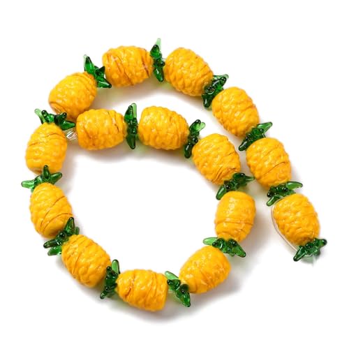 Stiesy 10 Stück Ananas-Lampwork-Perlen, 3D-Obst-Serie, Abstandshalter, lose Perlen, Großpackung für tropischen Schmuck, Sommer, Bastelarbeiten Stiesy 10 Stück Ananas-Lampwork-Perlen, 3D-Obst-Serie, Abstandshalter, lose Perlen, Großpackung für tropischen Schmuck, Sommer, Bastelarbeiten von Stiesy
