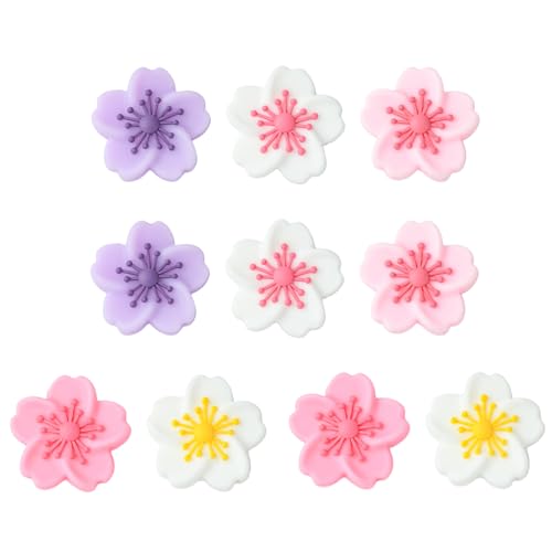 Stiesy 10 Stück Kirschblüten-Silikonperlen, gemischte Farben, Blumen, Blumen, Silikon, Abstandshalter, Bastelperlen, Großpackung für Schmuckherstellung, DIY, Schlüsselanhänger, Perlenstifte von Stiesy