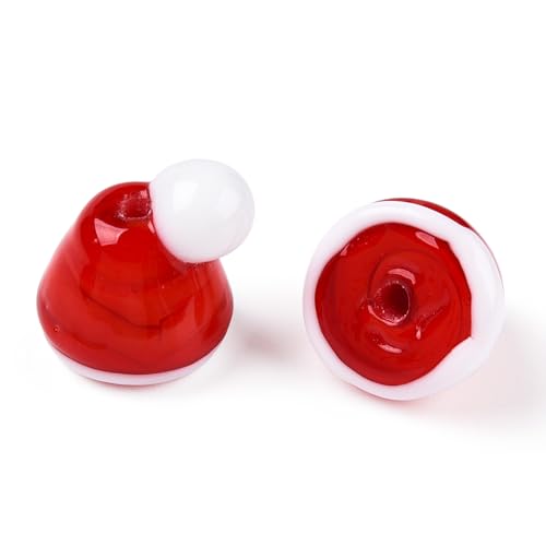 Stiesy 10 Stück Weihnachtsmütze, Lampwork-Perlen, Urlaubsthema, rote Hut-Abstandshalter, Perlen für Weihnachtsbaumschmuck, Bastelarbeiten Stiesy 10 Stück Weihnachtsmütze, Lampwork-Perlen, Urlaubsthema, rote Hut-Abstandshalter, Perlen für Weihnachtsbaumschmuck, Bastelarbeiten von Stiesy